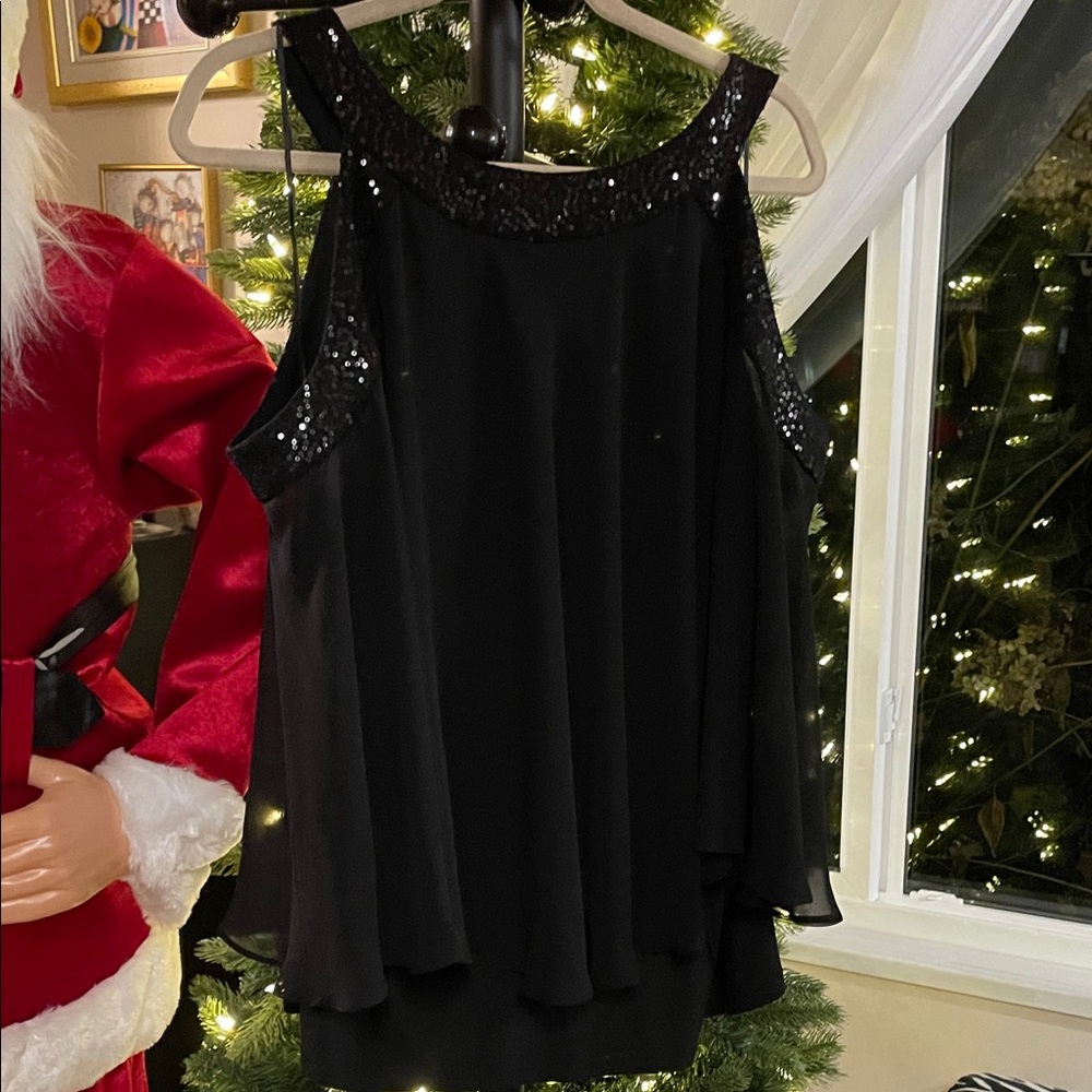 R&M Richards Black Top with Sequin Accents
